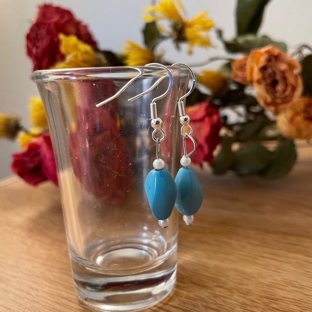 Turquoise Swirl Beaded Earrings